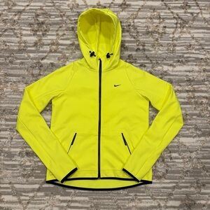 Nike Hypertech FZ Hooded Jacket Womens Small Full Zip Storm Fit Running Volt